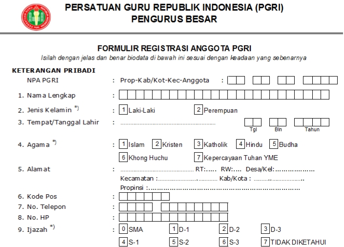 Pendaftaran PGRI Kota Karawang - Persatuan Guru Republik Indonesia Cabang Kota Karawang